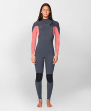 Women's HyperFire 3/2mm Steamer Chest Zip Wetsuit - Coral