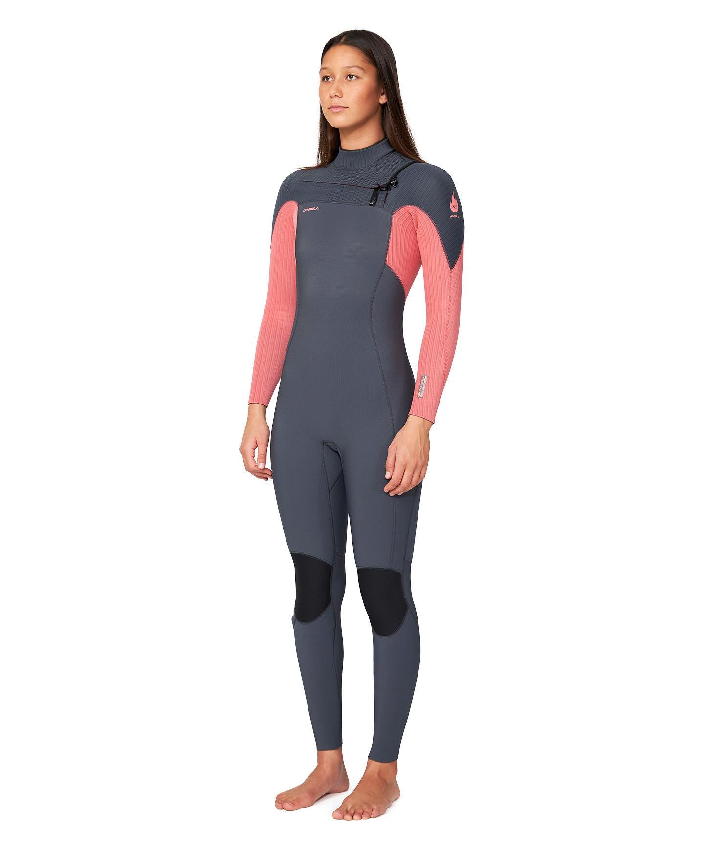 Women's HyperFire 3/2mm Steamer Chest Zip Wetsuit - Coral