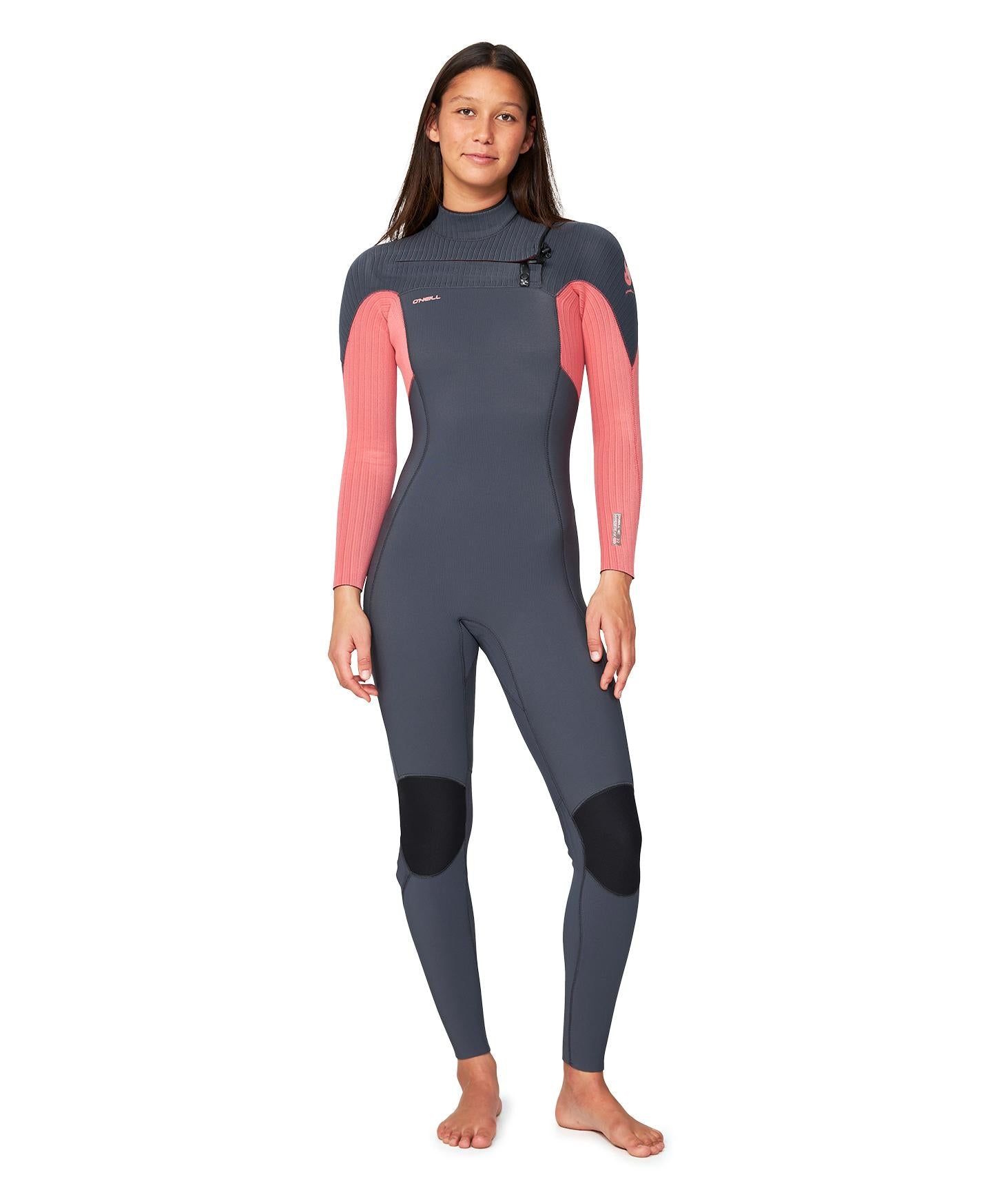 Women's HyperFire 4/3mm Steamer Chest Zip Wetsuit - Coral