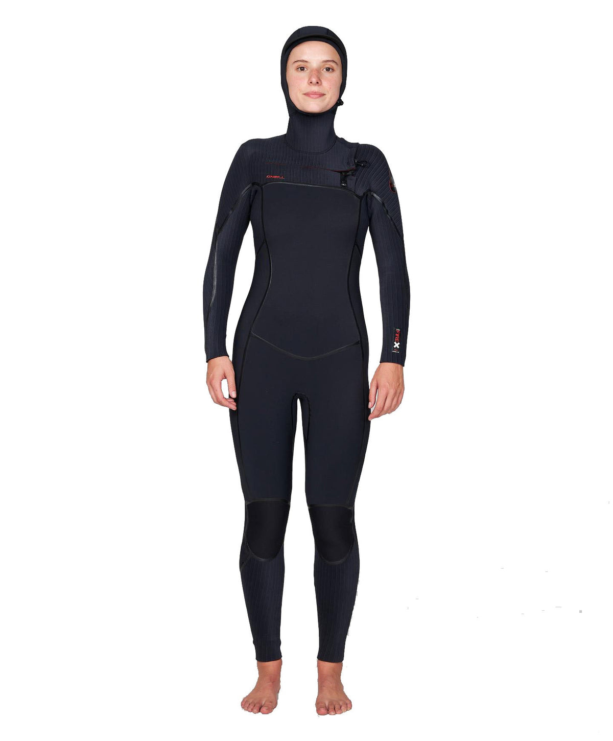 Women's HyperFire X 5/4mm Hooded Steamer Chest Zip Wetsuit - Black