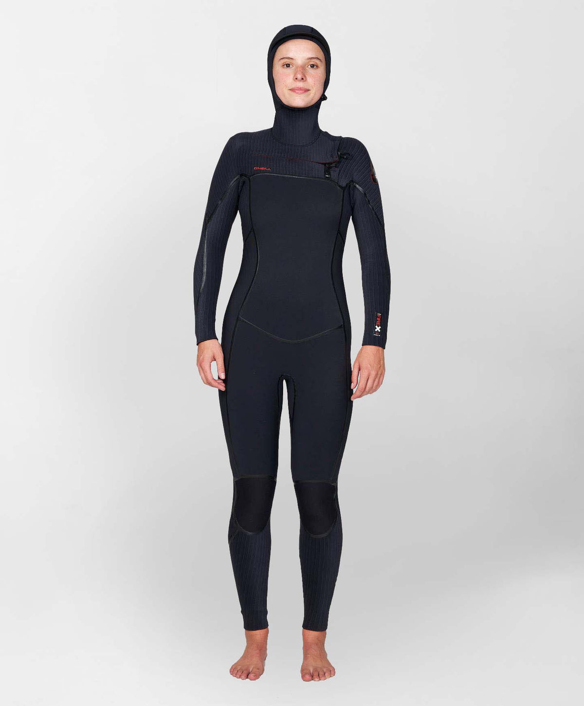 Women's HyperFire X 5/4mm Hooded Steamer Chest Zip Wetsuit - Black