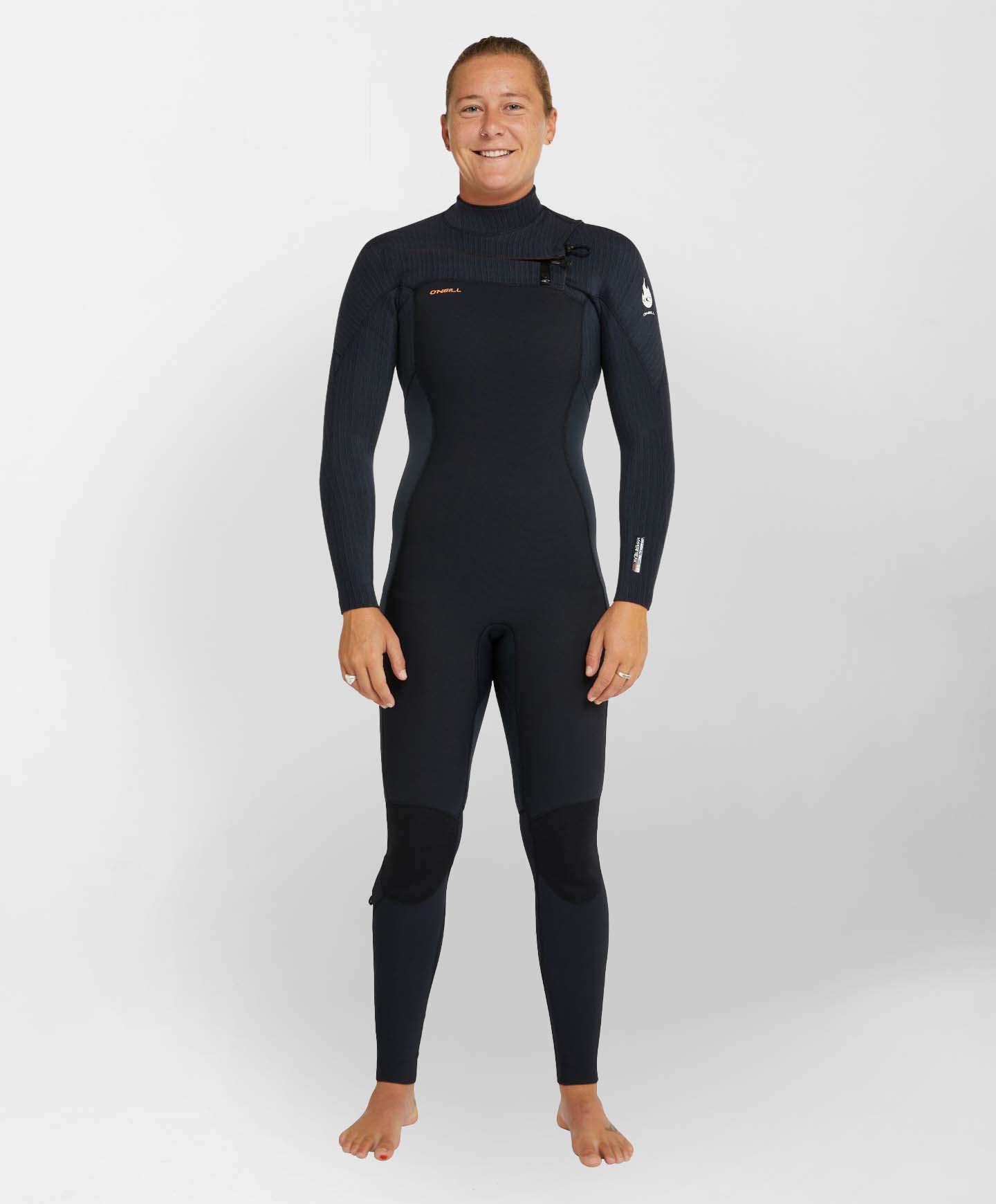 Women's HyperFire 3/2mm Steamer Chest Zip Wetsuit - Black