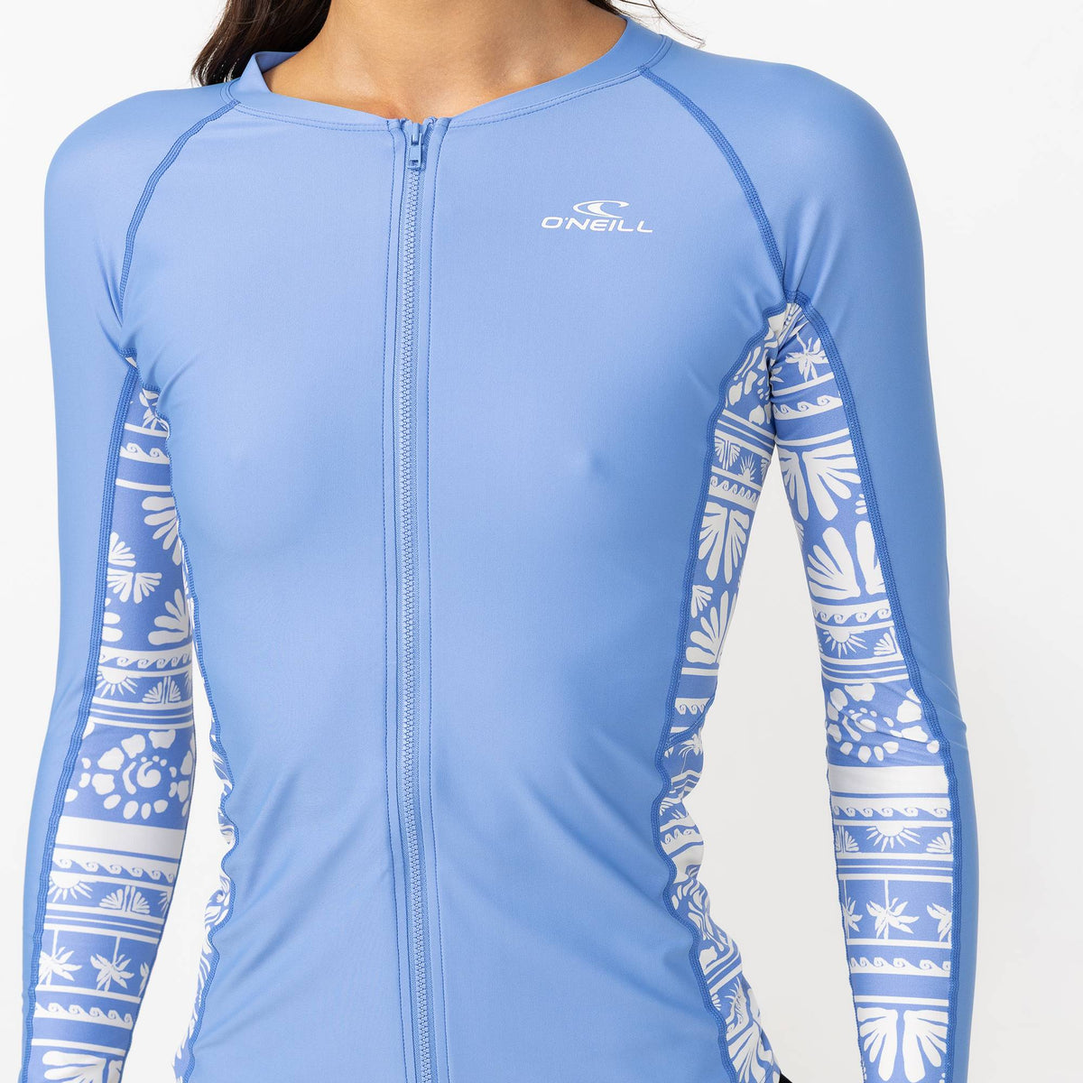 Women's Laney Front Zip Long Sleeve Rash Vest - Azurine