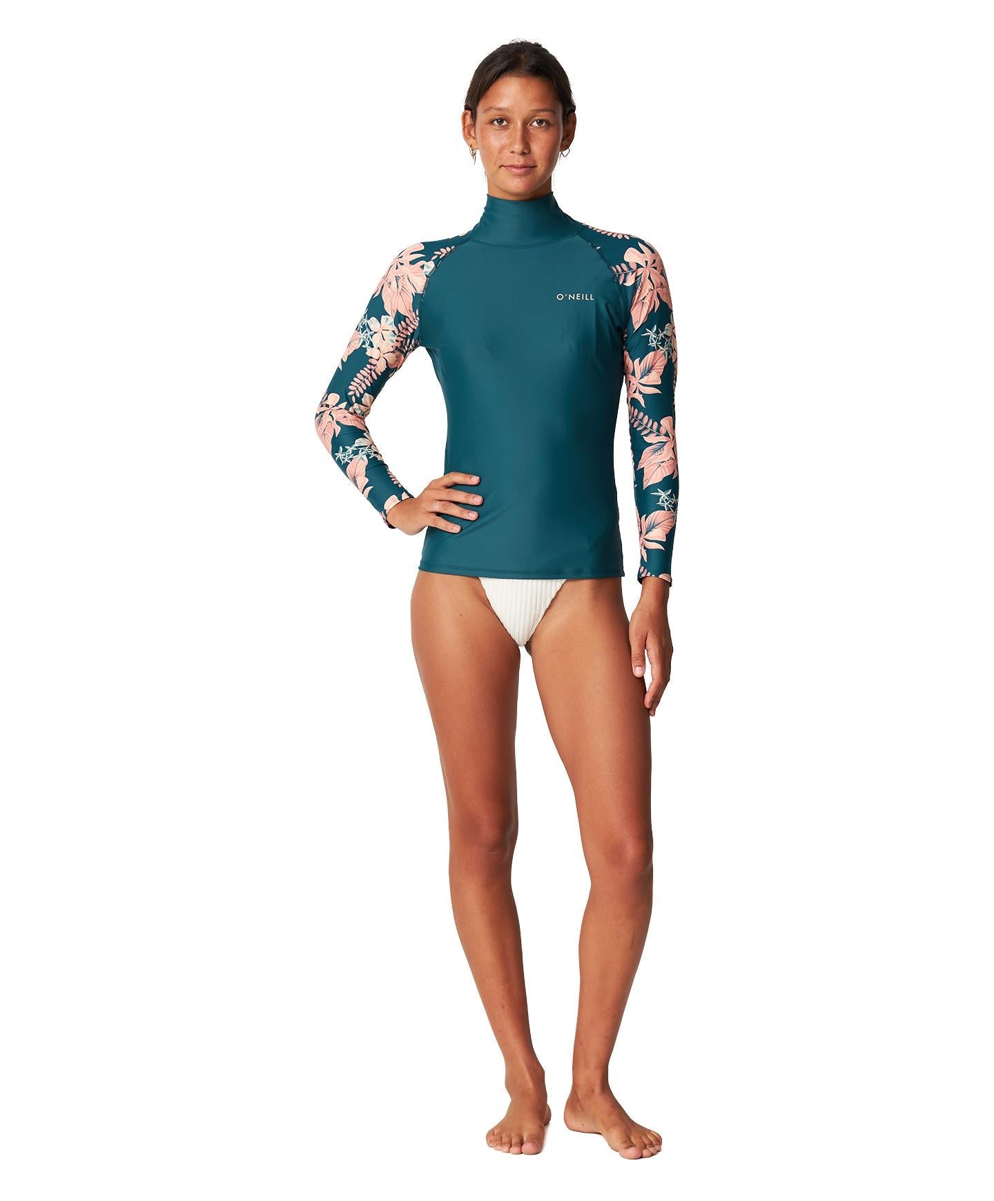 Women's Salina High Neck UV Rash Vest - Deep Teal