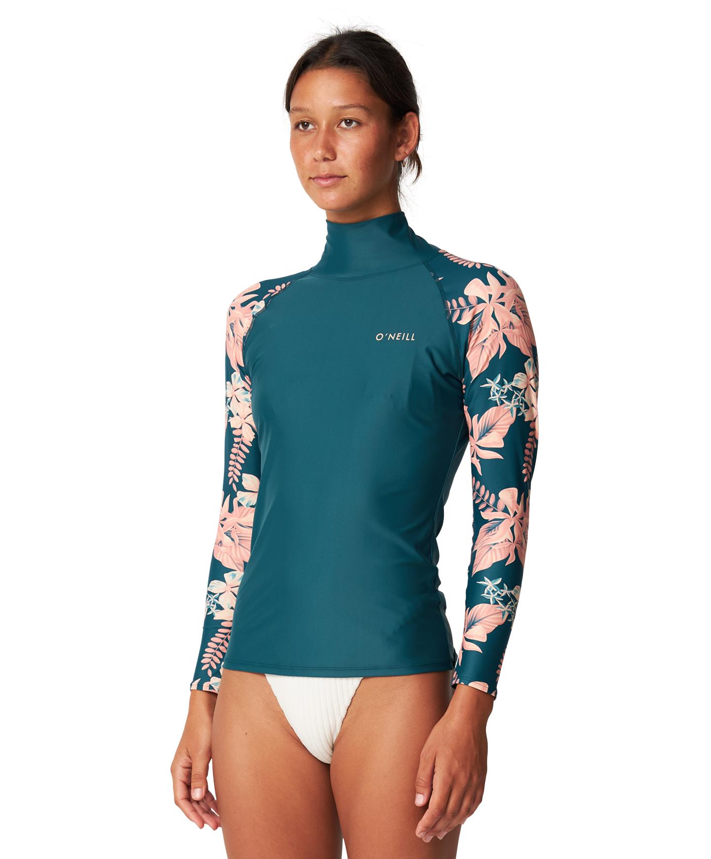 Women's Salina High Neck UV Rash Vest - Deep Teal