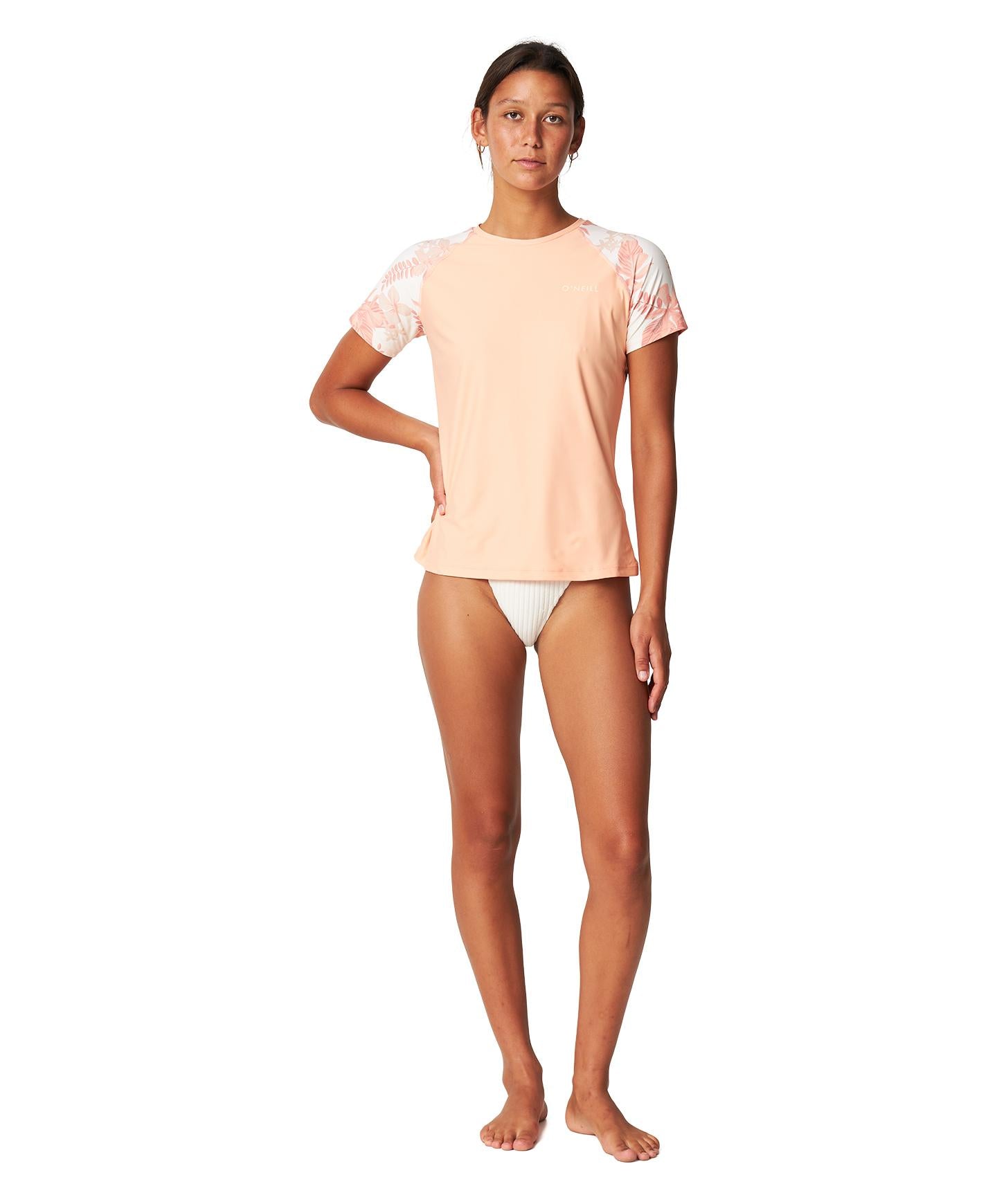 Women's Salina SS Surf Tee Rash Vest - Peach