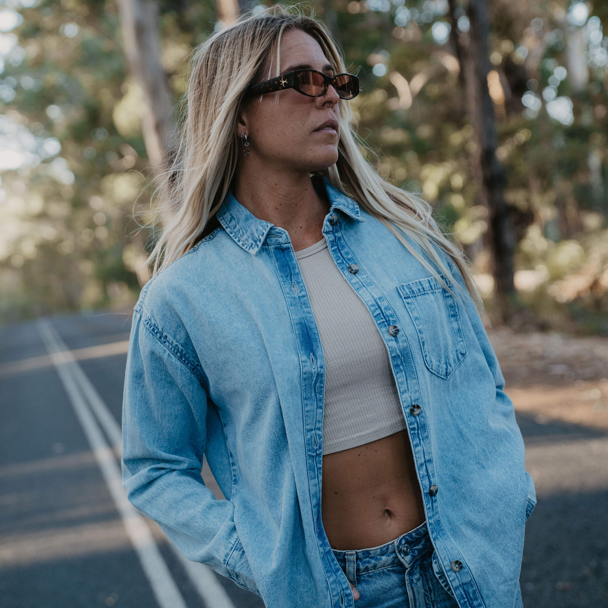 Women's Sevie Shacket Denim - Drifter Blue