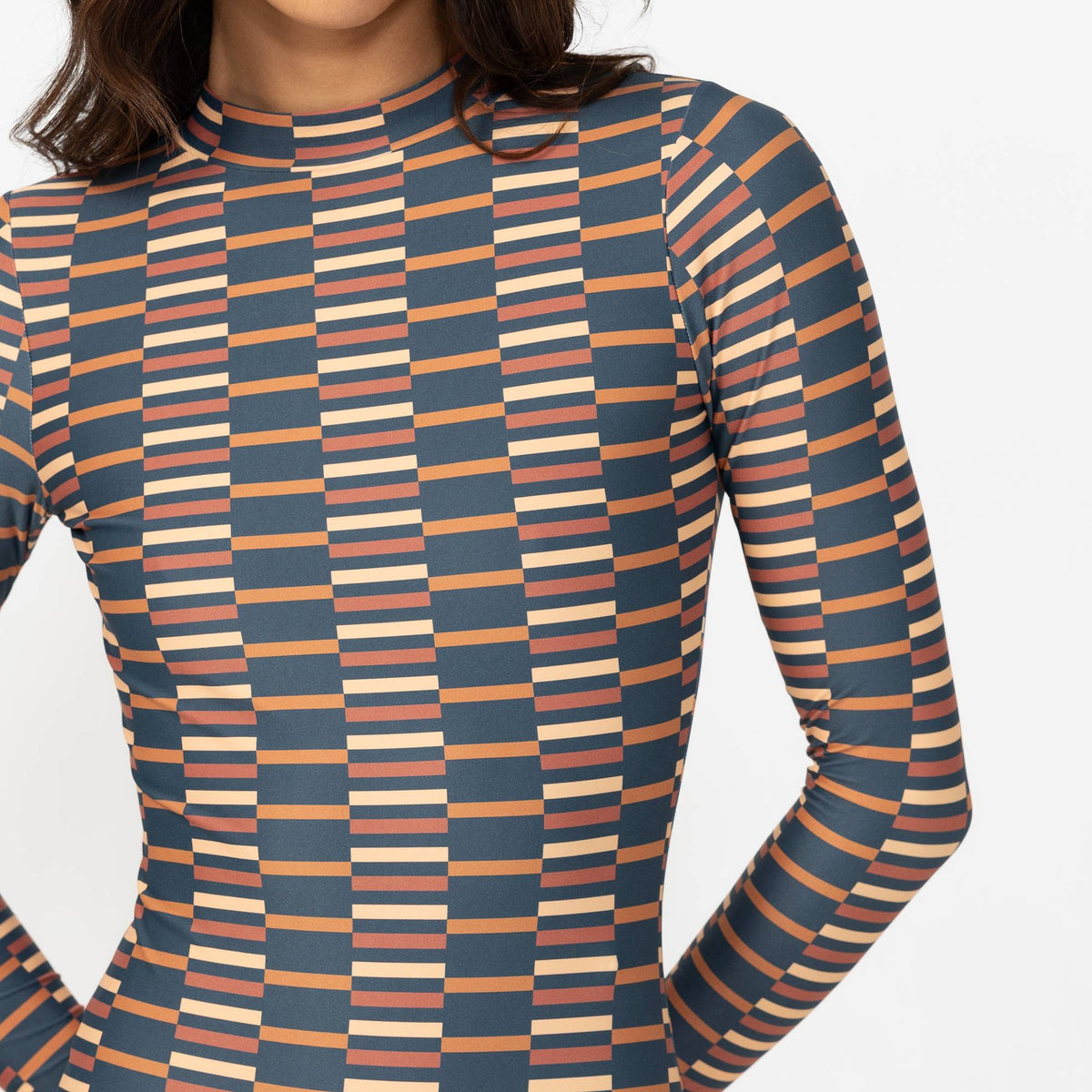 Women's Shadow Bay Long Sleeve Surf Suit - Ticking Stripe Warm