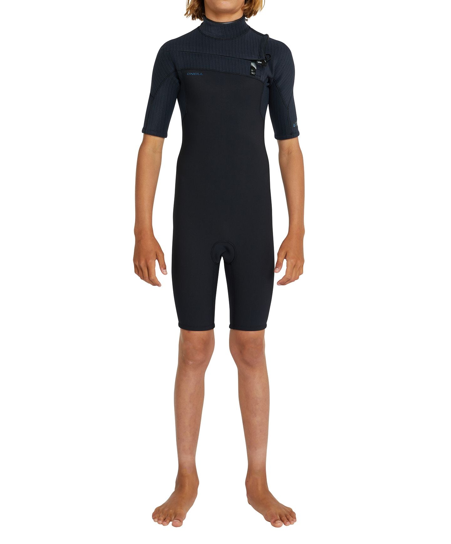 Kid's Hyperfreak 2mm Short Sleeve Springsuit Chest Zip Wetsuit - Black