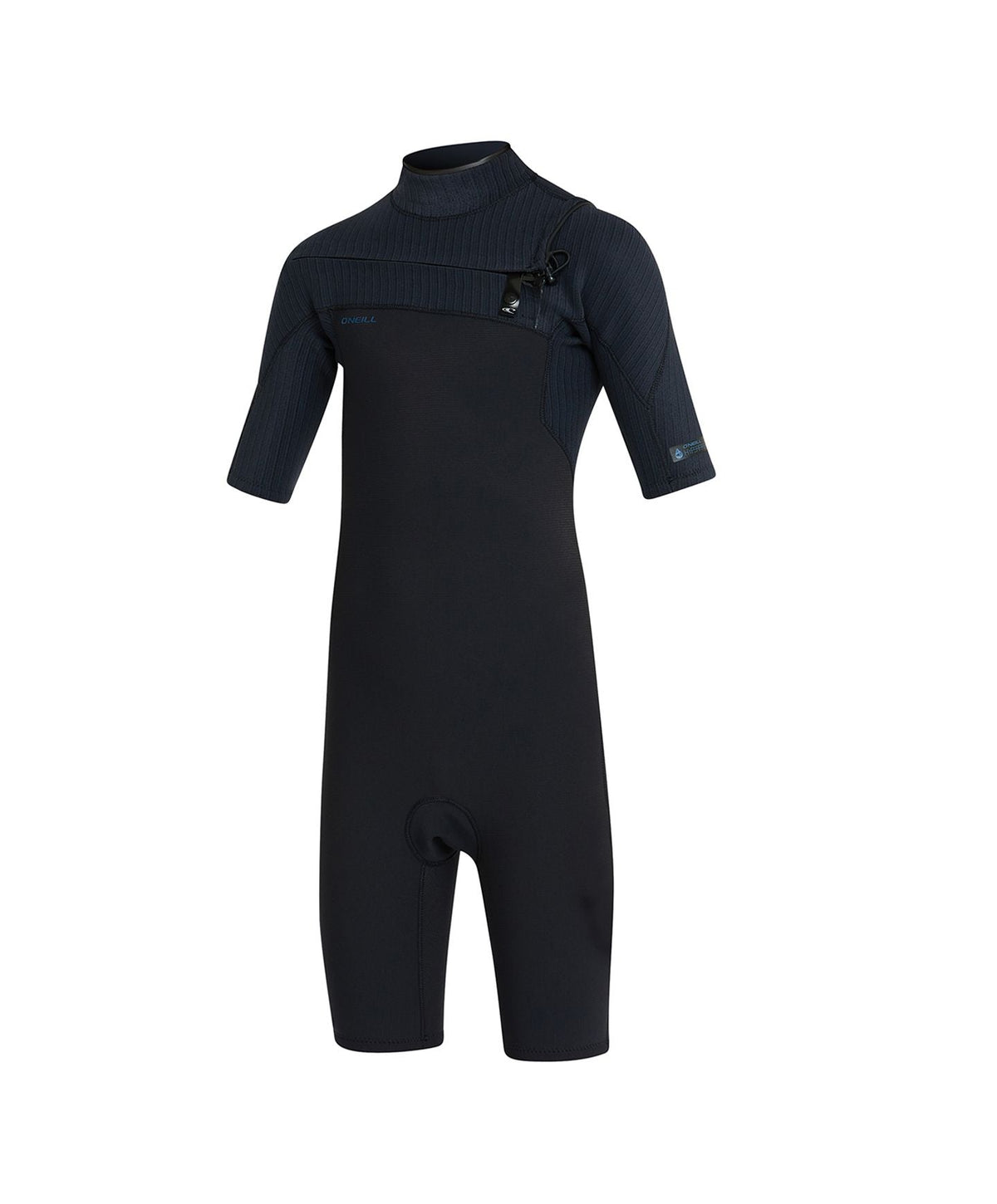 Kid's Hyperfreak 2mm Short Sleeve Springsuit Chest Zip Wetsuit - Black