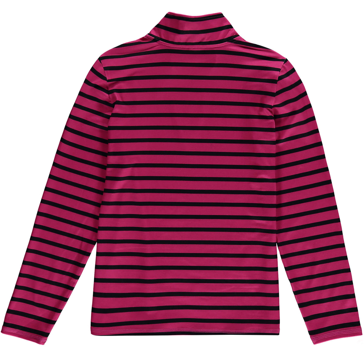 Girls Stripe Snow Fleece Half Zip - Pink AOP / Black