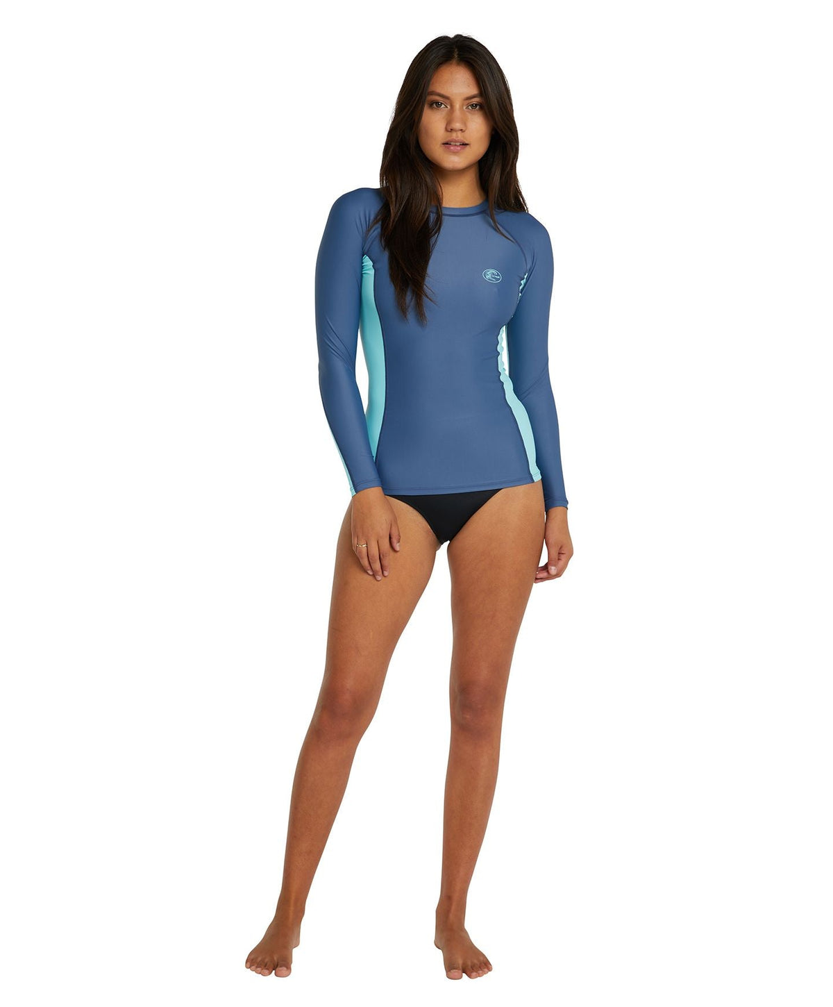 Women's Classic Long Sleeve UV Rash Vest - Navy Aqua