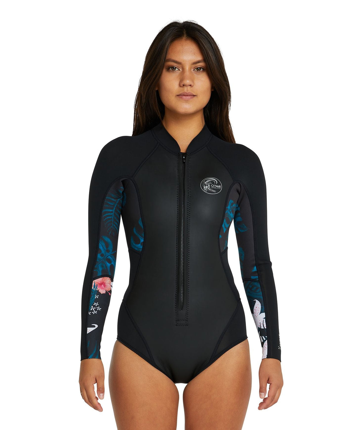 Women's Cruise FZ LS Cheeky Spring Suit 2mm Wetsuit - Black Hibiscus